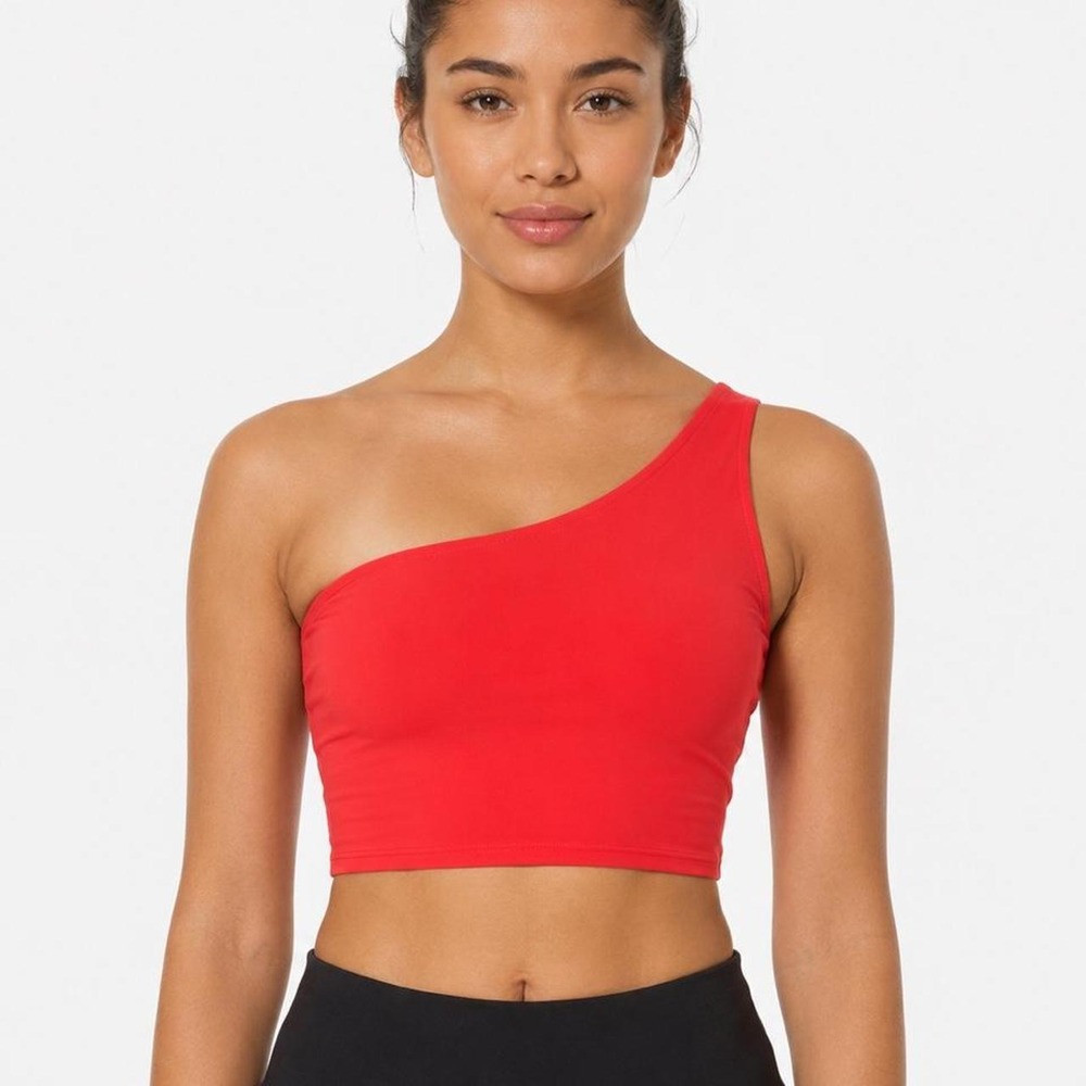 Girlfriend Collective Bianca one-shoulder sports bra/crop top in size XS.